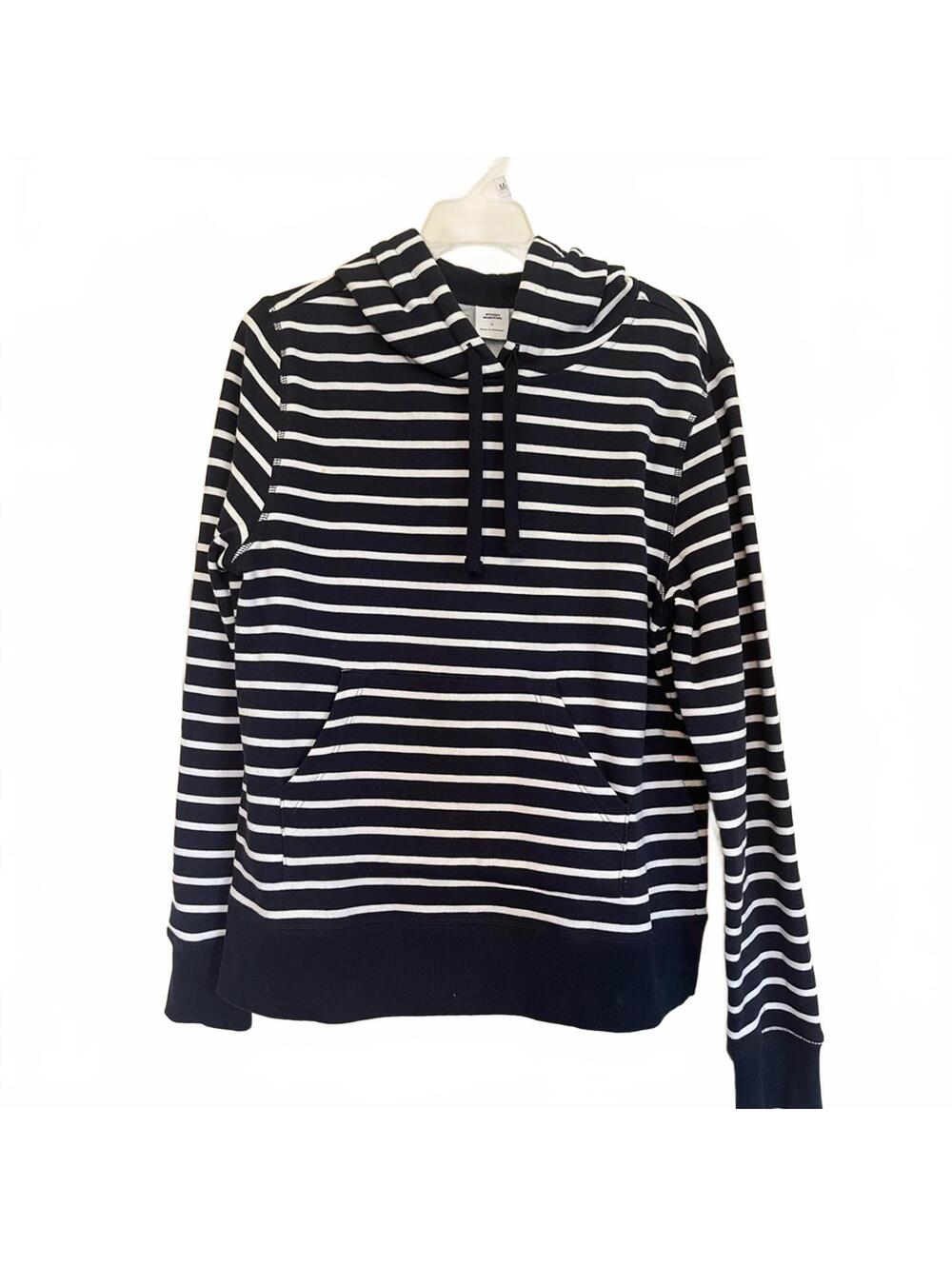 Amazon Essentials Navy White Striped Hoodie Casual Pullover Sweatshirt